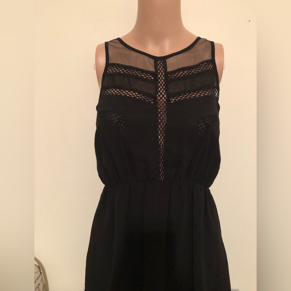 Dress;EUC;Forever 21; High/Low; Elastic Waist; Sheer Black Back w/Slit; Cut-Outs